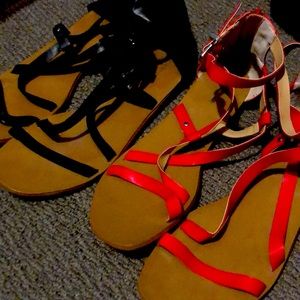 Stewpot sandals- only worn once! Red & Black-sz 10